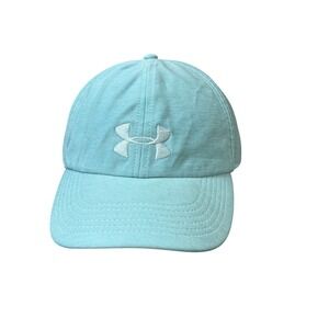 Under Armour Hat Cap Strap Back Mens Aqua Blue Embroidered Logo Athletic Golf